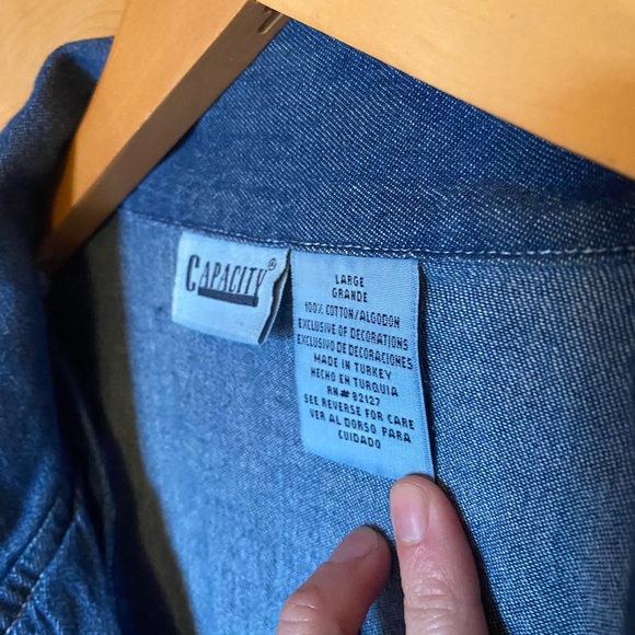 Denim Embroidered Jacket/Shacket - Picture 4 of 5